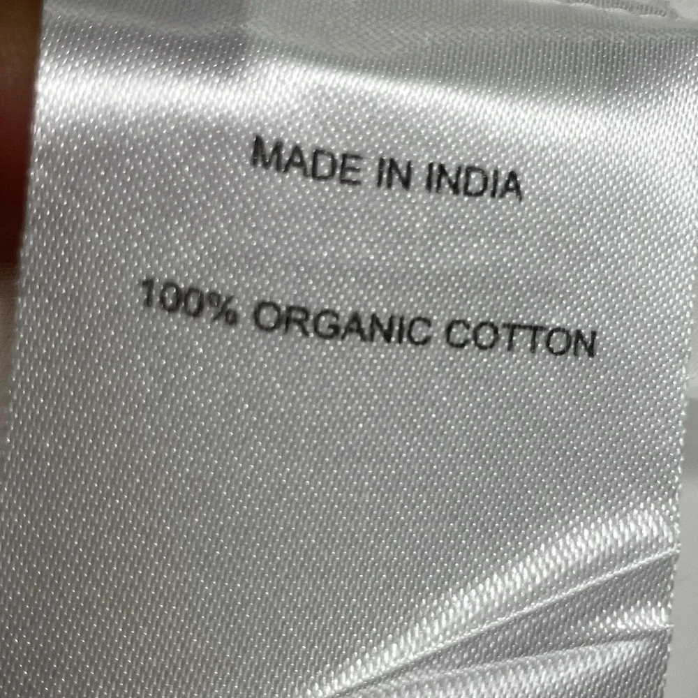 Quince Organic Cotton Poplin White Blouse Womens Size M Split Neck Tie Top - Picture 8 of 12